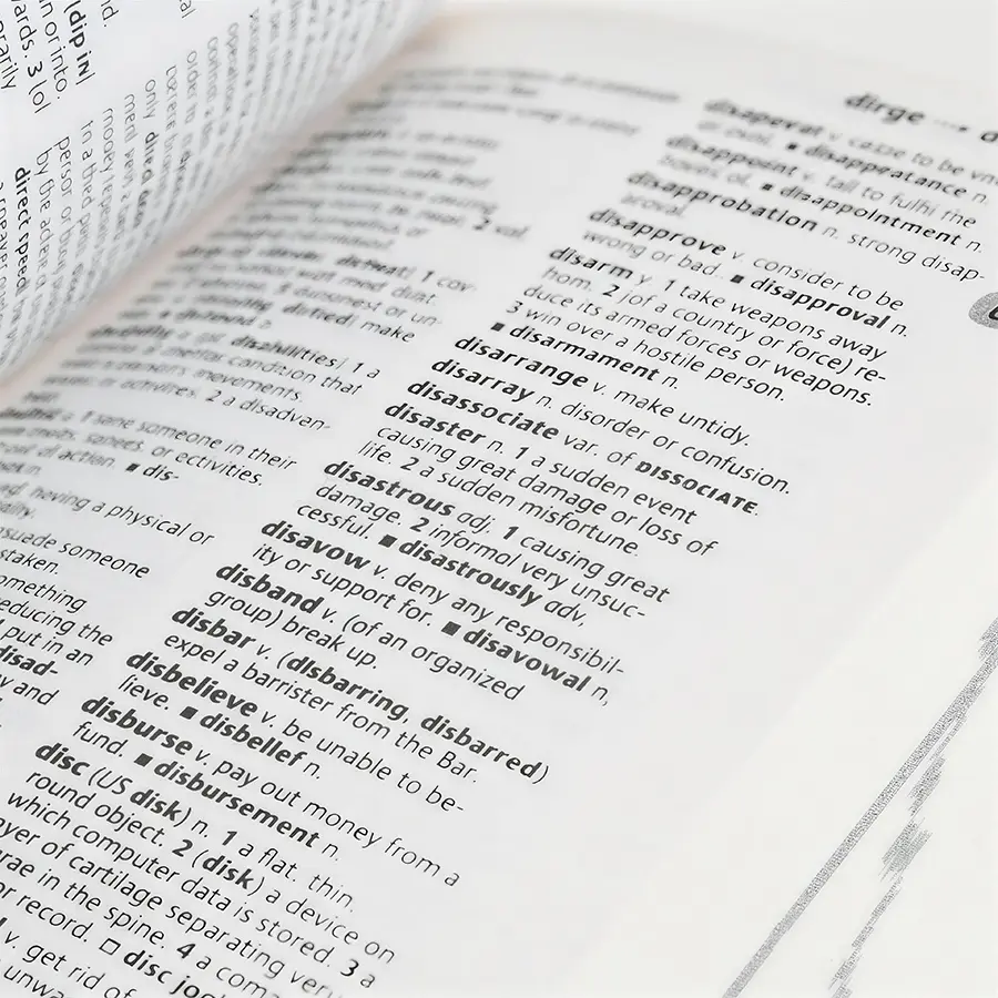 Reference book open on thin high-opacity paper